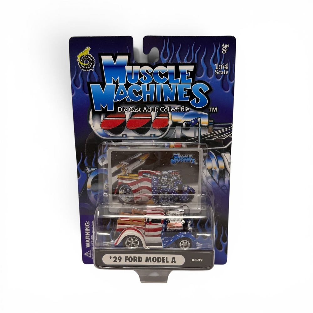 Muscle Machines '29 Ford Model A 1:64 Die Cast MOC Patriotic USA Flag Hot Rod